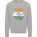 Torn India Flag Indian Day Football Kids Sweatshirt Jumper Sports Grey