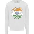 Torn India Flag Indian Day Football Kids Sweatshirt Jumper White