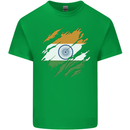 Torn India Flag Indian Day Football Kids T-Shirt Childrens Irish Green