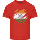 Torn India Flag Indian Day Football Kids T-Shirt Childrens Red