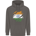 Torn India Flag Indian Day Football Mens 80% Cotton Hoodie Charcoal