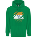 Torn India Flag Indian Day Football Mens 80% Cotton Hoodie Irish Green