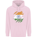 Torn India Flag Indian Day Football Mens 80% Cotton Hoodie Light Pink