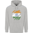 Torn India Flag Indian Day Football Mens 80% Cotton Hoodie Sports Grey