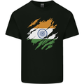 Torn India Flag Indian Day Football Mens Cotton T-Shirt Tee Top Black