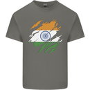Torn India Flag Indian Day Football Mens Cotton T-Shirt Tee Top Charcoal