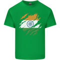 Torn India Flag Indian Day Football Mens Cotton T-Shirt Tee Top Irish Green