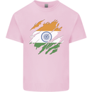 Torn India Flag Indian Day Football Mens Cotton T-Shirt Tee Top Light Pink