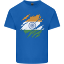 Torn India Flag Indian Day Football Mens Cotton T-Shirt Tee Top Royal Blue