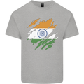 Torn India Flag Indian Day Football Mens Cotton T-Shirt Tee Top Sports Grey