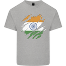 Torn India Flag Indian Day Football Mens Cotton T-Shirt Tee Top Sports Grey