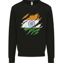 Torn India Flag Indian Day Football Mens Sweatshirt Jumper Black