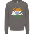 Torn India Flag Indian Day Football Mens Sweatshirt Jumper Charcoal