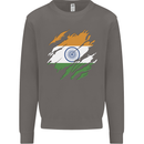 Torn India Flag Indian Day Football Mens Sweatshirt Jumper Charcoal