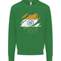 Torn India Flag Indian Day Football Mens Sweatshirt Jumper Irish Green