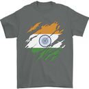 Torn India Flag Indian Day Football Mens T-Shirt 100% Cotton Charcoal