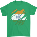 Torn India Flag Indian Day Football Mens T-Shirt 100% Cotton Irish Green