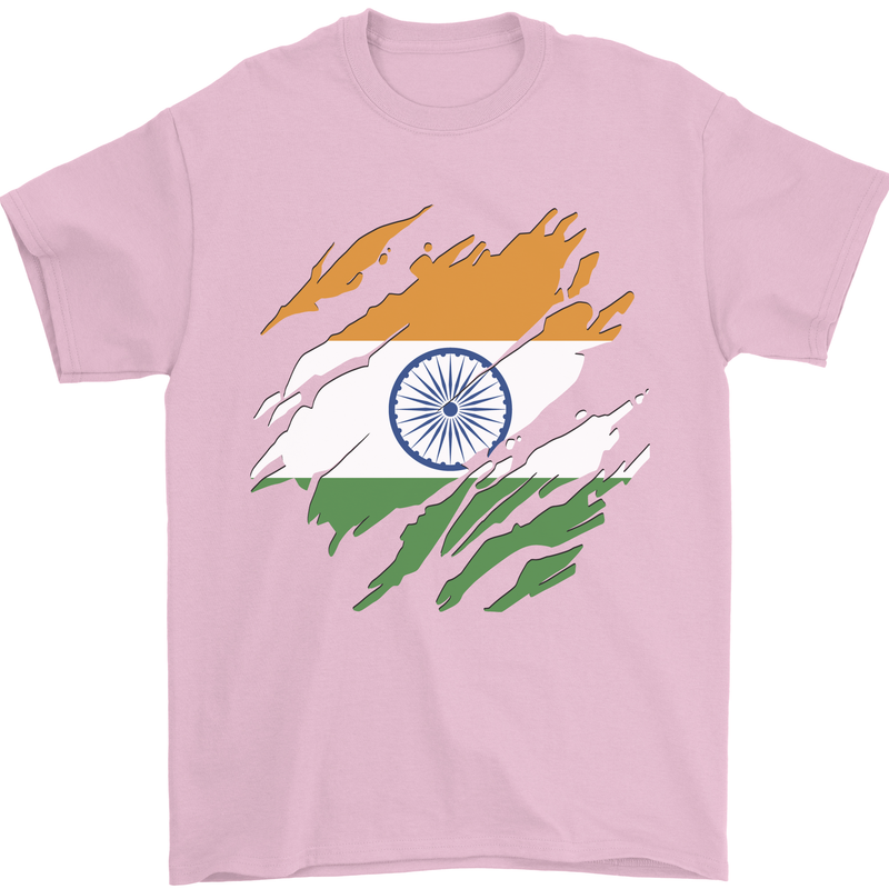 Torn India Flag Indian Day Football Mens T-Shirt 100% Cotton Light Pink