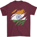 Torn India Flag Indian Day Football Mens T-Shirt 100% Cotton Maroon