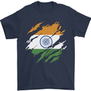 Torn India Flag Indian Day Football Mens T-Shirt 100% Cotton Navy Blue