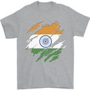 Torn India Flag Indian Day Football Mens T-Shirt 100% Cotton Sports Grey