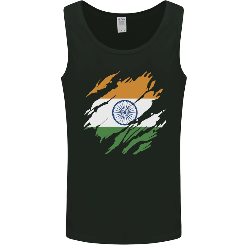 Torn India Flag Indian Day Football Mens Vest Tank Top Black