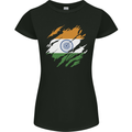 Torn India Flag Indian Day Football Womens Petite Cut T-Shirt Black