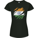 Torn India Flag Indian Day Football Womens Petite Cut T-Shirt Black