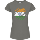 Torn India Flag Indian Day Football Womens Petite Cut T-Shirt Charcoal