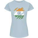 Torn India Flag Indian Day Football Womens Petite Cut T-Shirt Light Blue