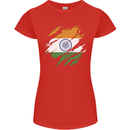 Torn India Flag Indian Day Football Womens Petite Cut T-Shirt Red