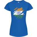 Torn India Flag Indian Day Football Womens Petite Cut T-Shirt Royal Blue