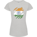 Torn India Flag Indian Day Football Womens Petite Cut T-Shirt Sports Grey