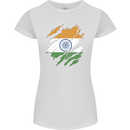 Torn India Flag Indian Day Football Womens Petite Cut T-Shirt White