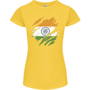 Torn India Flag Indian Day Football Womens Petite Cut T-Shirt Yellow