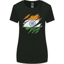 Torn India Flag Indian Day Football Womens Wider Cut T-Shirt Black