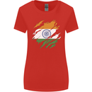 Torn India Flag Indian Day Football Womens Wider Cut T-Shirt Red