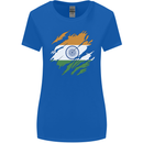 Torn India Flag Indian Day Football Womens Wider Cut T-Shirt Royal Blue