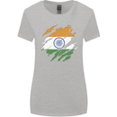 Torn India Flag Indian Day Football Womens Wider Cut T-Shirt Sports Grey