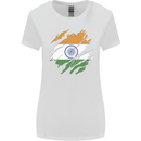 Torn India Flag Indian Day Football Womens Wider Cut T-Shirt White