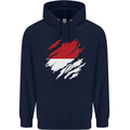 Torn Indonesia Flag Indonesian Day Football Childrens Kids Hoodie Navy Blue