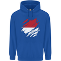 Torn Indonesia Flag Indonesian Day Football Childrens Kids Hoodie Royal Blue