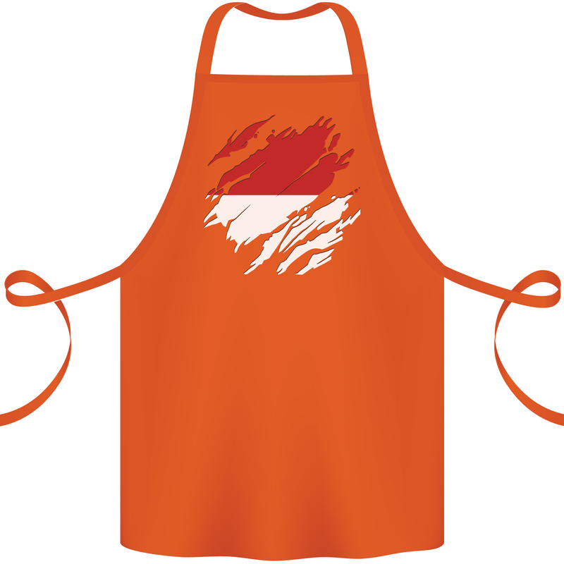Torn Indonesia Flag Indonesian Day Football Cotton Apron 100% Organic Orange