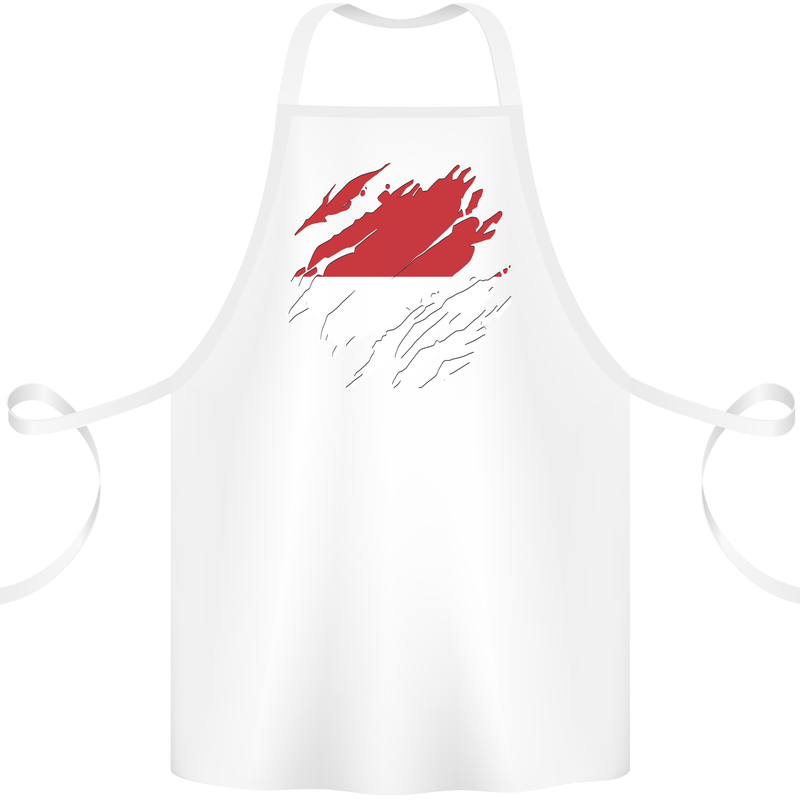 Torn Indonesia Flag Indonesian Day Football Cotton Apron 100% Organic White