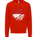 Torn Indonesia Flag Indonesian Day Football Kids Sweatshirt Jumper Bright Red