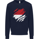 Torn Indonesia Flag Indonesian Day Football Kids Sweatshirt Jumper Navy Blue