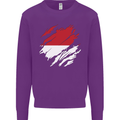 Torn Indonesia Flag Indonesian Day Football Kids Sweatshirt Jumper Purple