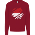 Torn Indonesia Flag Indonesian Day Football Kids Sweatshirt Jumper Red