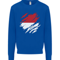 Torn Indonesia Flag Indonesian Day Football Kids Sweatshirt Jumper Royal Blue
