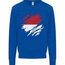 Torn Indonesia Flag Indonesian Day Football Kids Sweatshirt Jumper Royal Blue